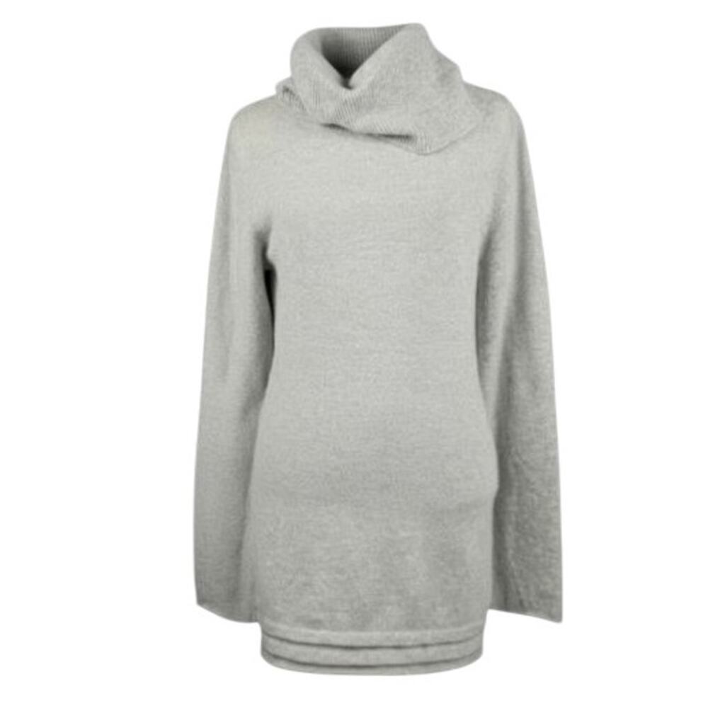 LA Made Grey 100% Cashmere Tunic Cowl Neck Sweater Size Large
